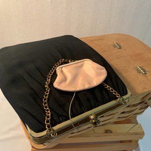 Vintage Henry Levine Black Evening Bag With Attached Coin Purse